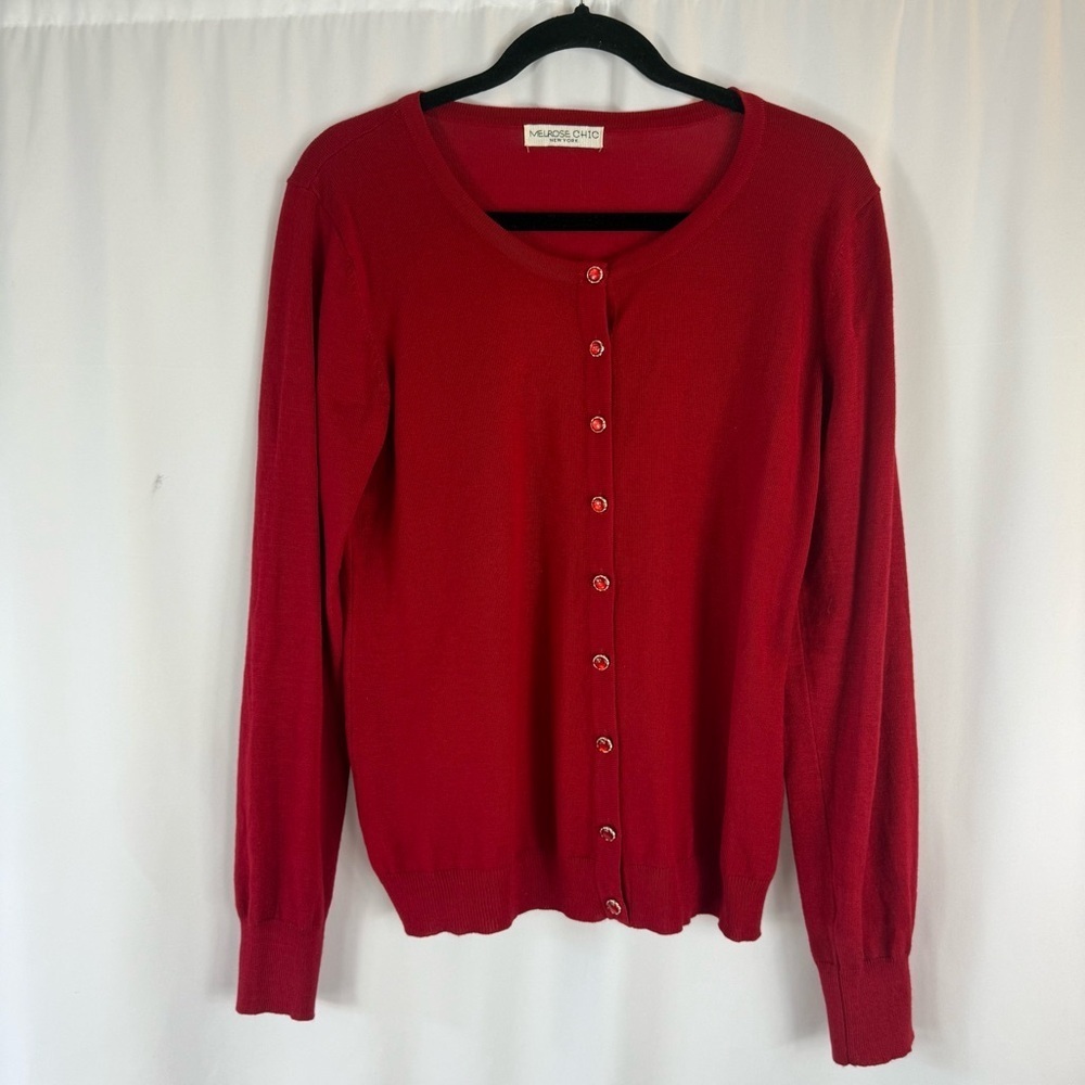 Melrose Chic New York Size:XL cherry Red Cardigan Sweater Top Women Stylish
